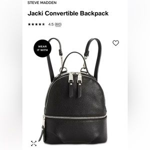 Steve Madden Mini Backpack Black Brand New